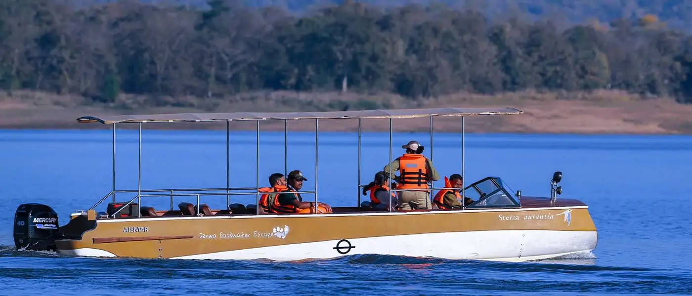 Boat safari experience through the scenic backwaters near Satpura National Park